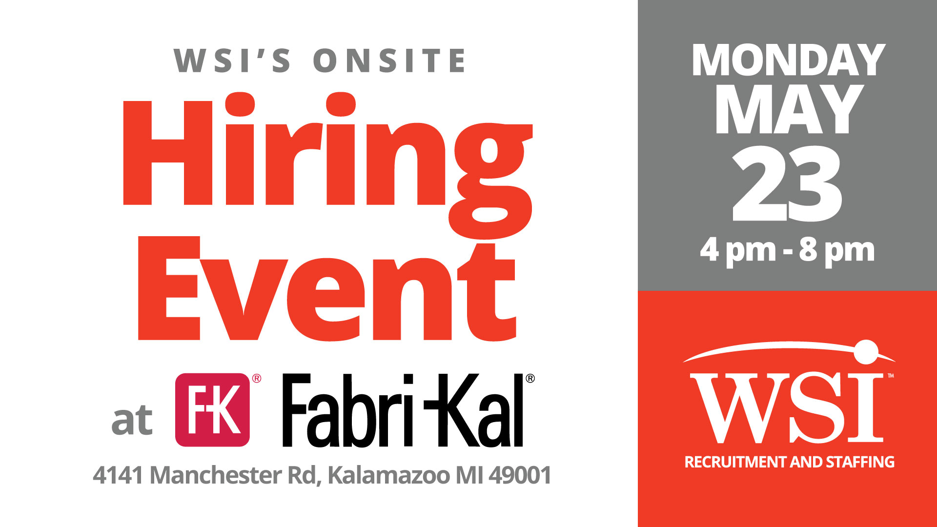 fabri-kal hiring event may 23rd 4-8pm