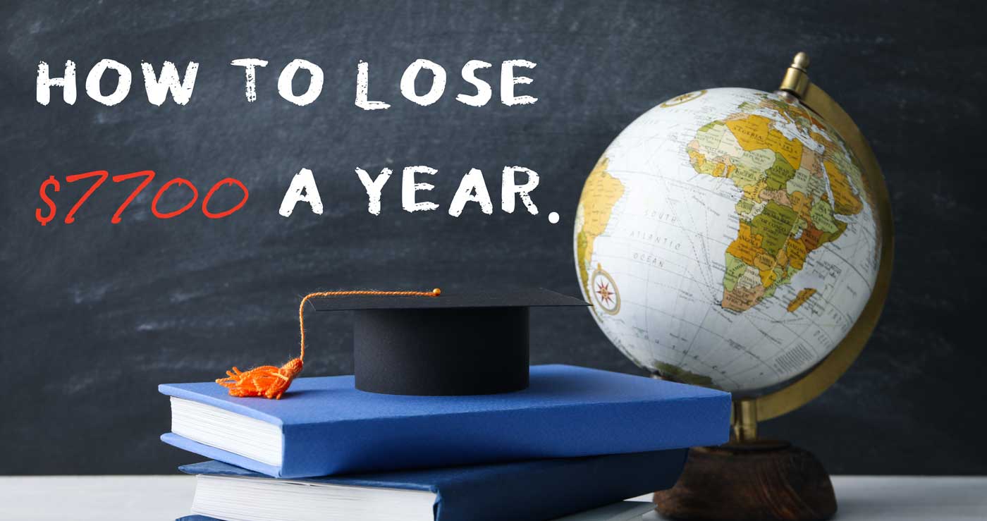 GLOBE AND graduation cap on top of books .How to lose $770 a year.
